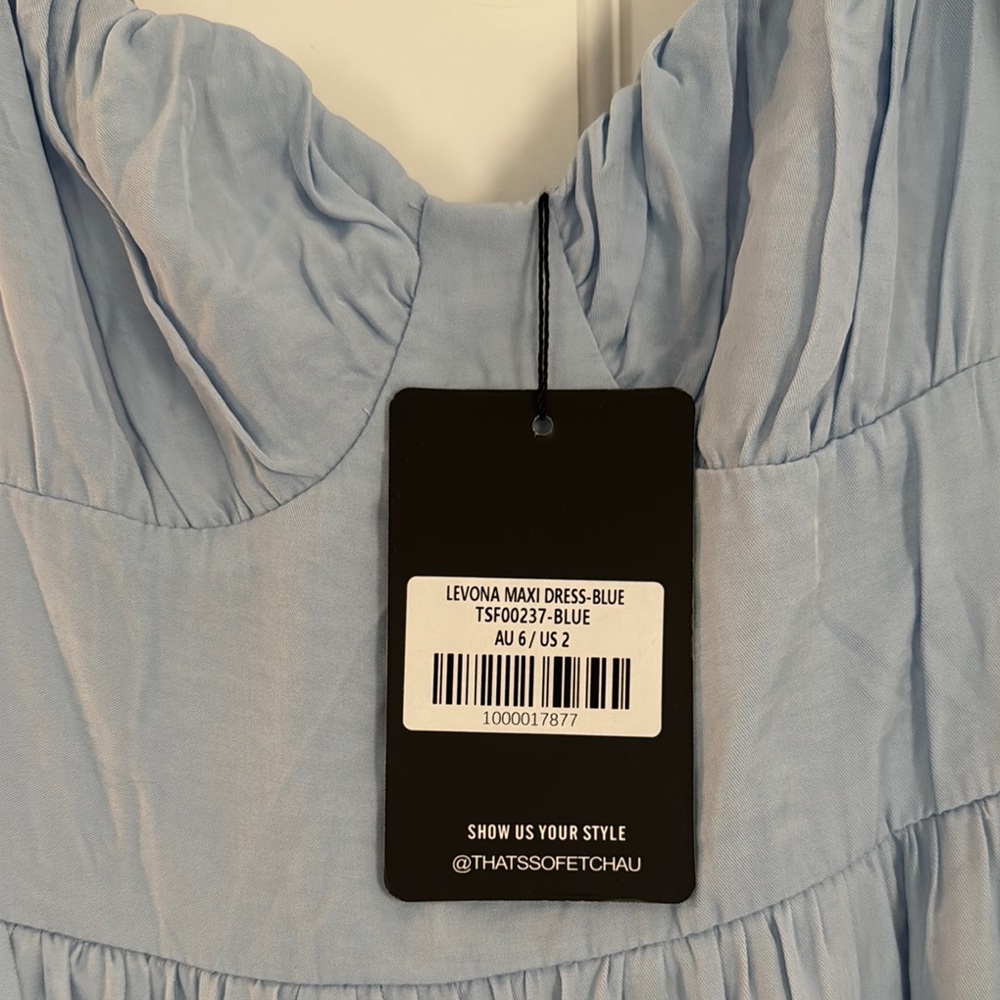 NWT Blue Smocked Ruched Maxi Sundress